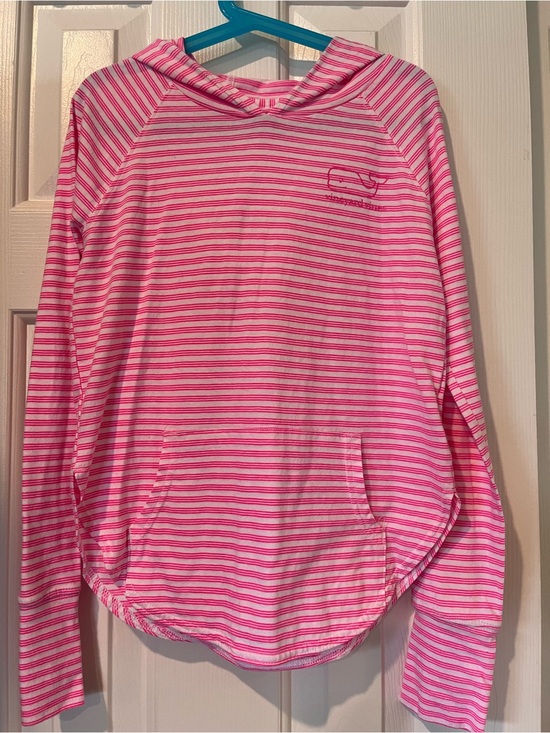 Vineyard Vines Other - Vineyard Vines Girls size M Striped Pink Hooded Pullover with Kangaroo Pocket